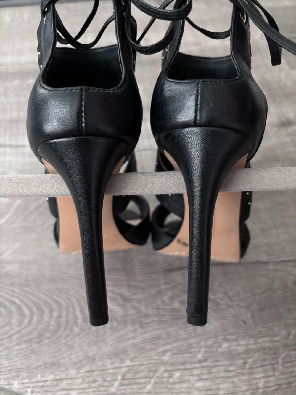 Vince Camuto Black Studded Tie High Heel Sandals - Picture 6 of 6